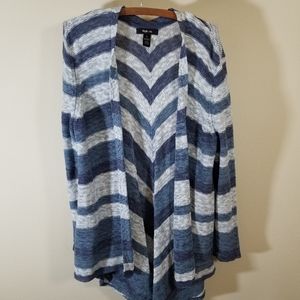 Style & Co Blue Vertical Stripes Open Cardigan, size XL